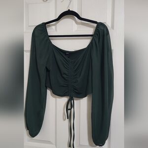 SHEIN Dark Green Ruched Blouse